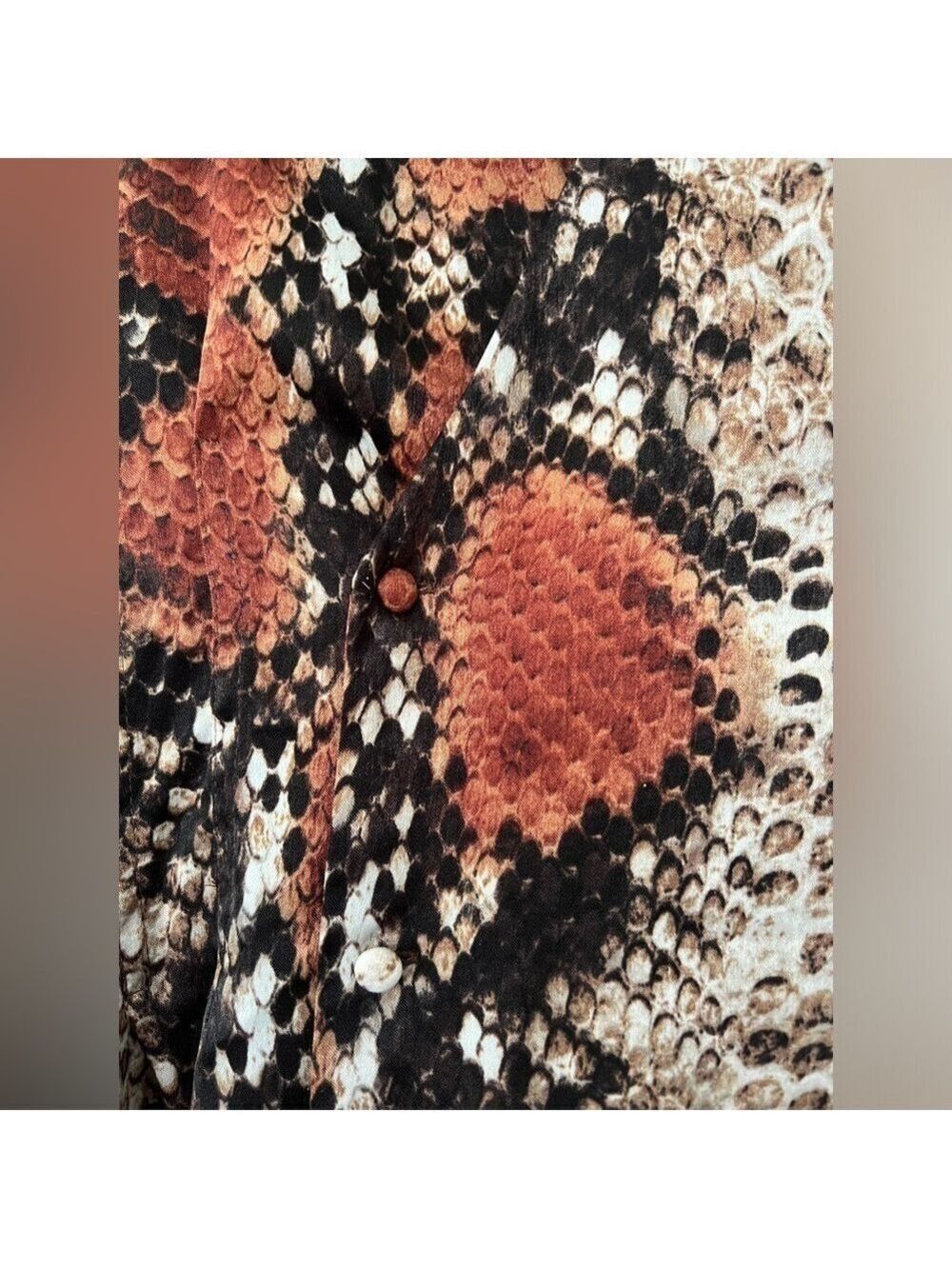 Womens Mango Snake Print Long Sleeve Asymmetrical V-neck Dress. Size 2 - Picture 5 of 8